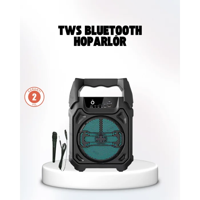 Taşınabilir 6.5” Bluetooth Hoparlör USB TF Kart Mikrofonlu Şarjlı Sistem