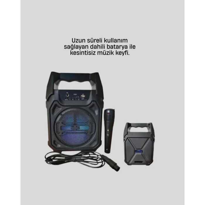 Taşınabilir 6.5” Bluetooth Hoparlör USB TF Kart Mikrofonlu Şarjlı Sistem