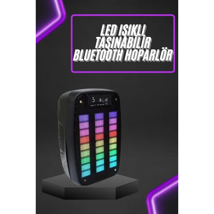 Taşınabilir 6.5 inç LED Bluetooth Kareoke Hoparlör RGB Işıklı Radyolu