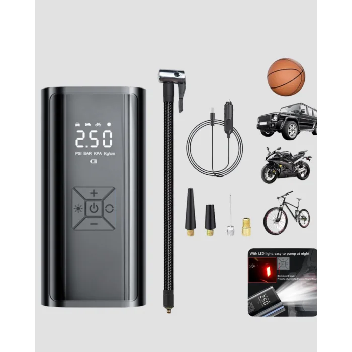 Taşınabilir 80W Kablosuz Lastik Şişirme Pompası Dijital Ekranlı