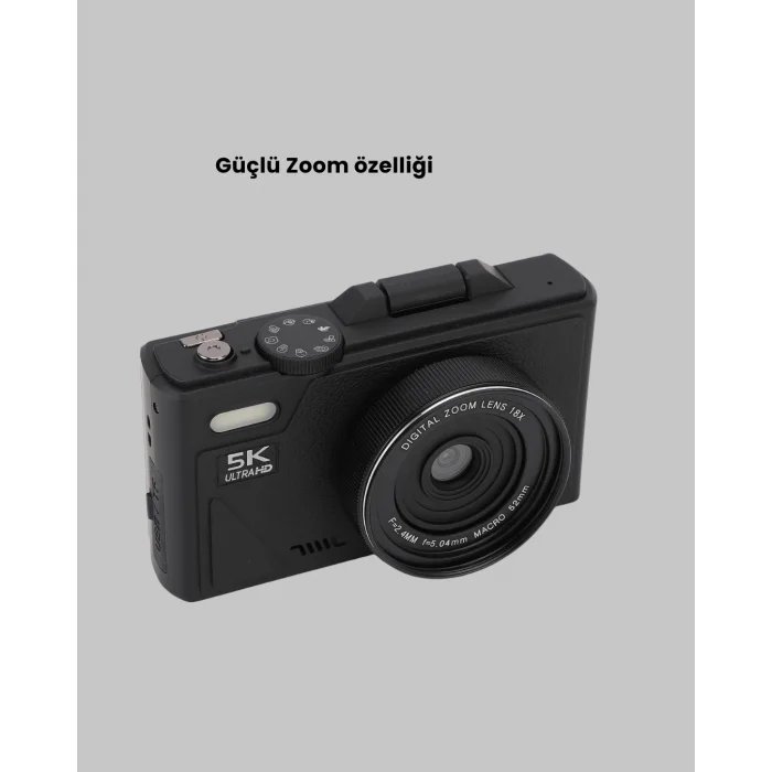 Taşınabilir Dijital Kamera 5K 75MP Stabilizasyonlu 18x Zoom Otofokus