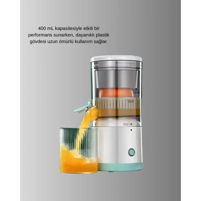 Taşınabilir Katı Meyve Sıkacağı – 45W Güçlü Motor, Çift Kesici Bıçak, USB Şarjlı ve Kompakt Tasarım