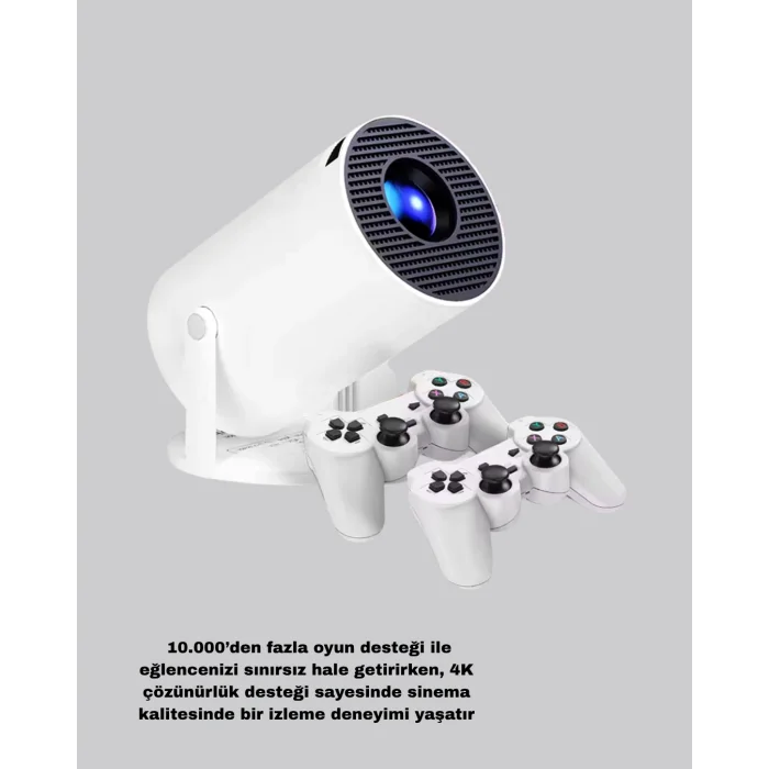 Taşınabilir Projeksiyon Cihazı 4K Destekli Wi-Fi Kablosuz Ekran Yansıtma