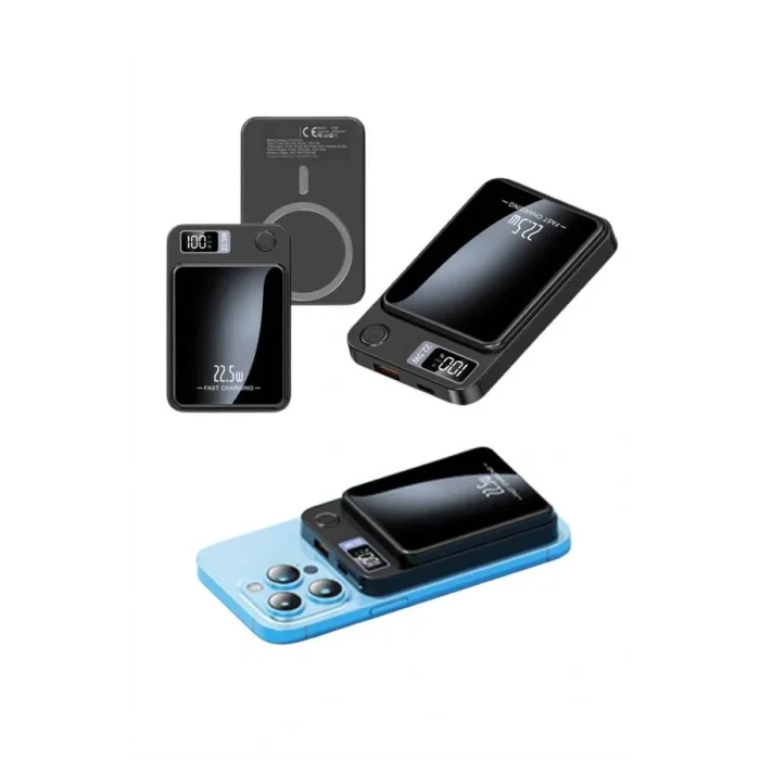 Taşınabilir Şarj Magsafe Powerbank 10.000 mAh Hızlı Şarj Led Göstergeli Kablosuz