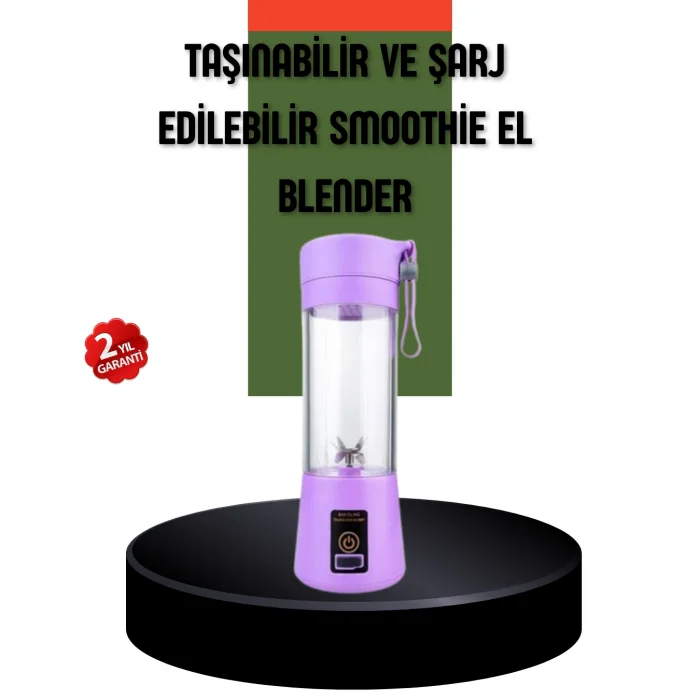 Taşınabilir USB Şarjlı Mini Smoothie Blender 380ml Çelik Bıçaklı Portatif