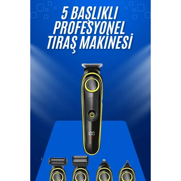 Tıraş Makinesi Şarjlı 5 Başlıklı Burun ve Kulak Temizleme