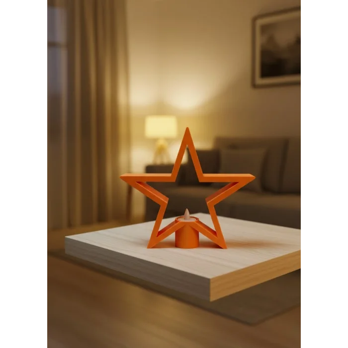 Turuncu Yıldız Mumluk Loş Işık Salon Dekoru