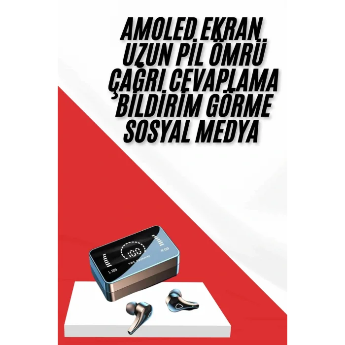 TWS Bluetooth Kulaklık Aynalı Kulaklık Dijital Göstergeli Dokunmatik Kontrol