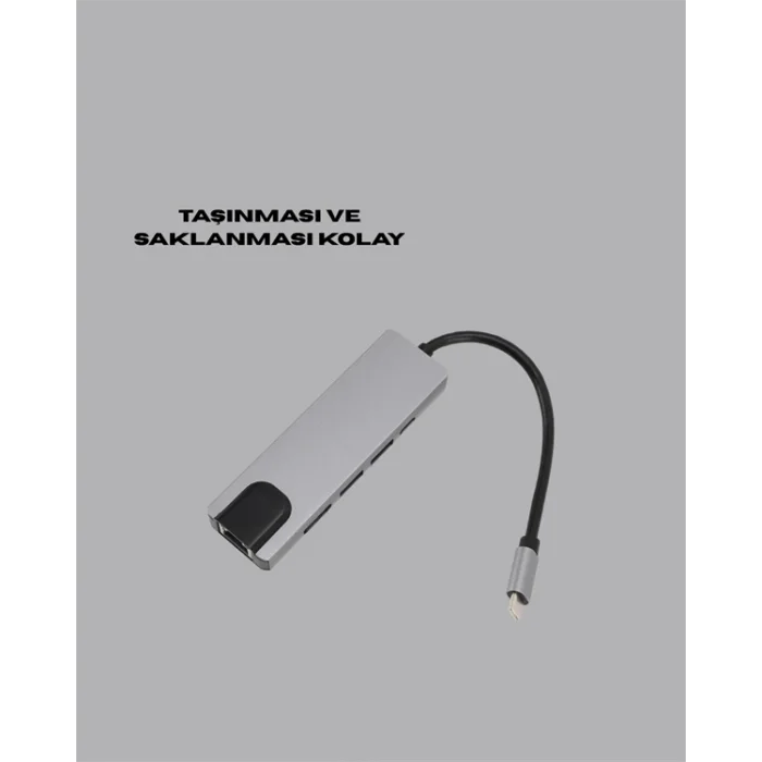 Type‑C Dönüştürücü – 2×USB3.0, SD/MS, 4K HDMI & RJ45 ile Profesyonel Kullanım
