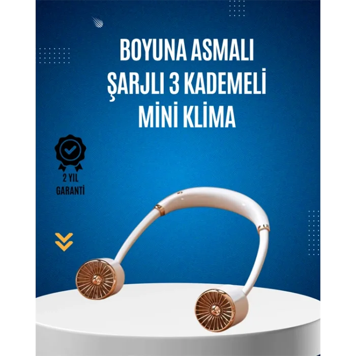 USB Şarjlı Boyun Fanı | Hafif, Katlanabilir, Taşınabilir, Düşük Gürültülü Fan