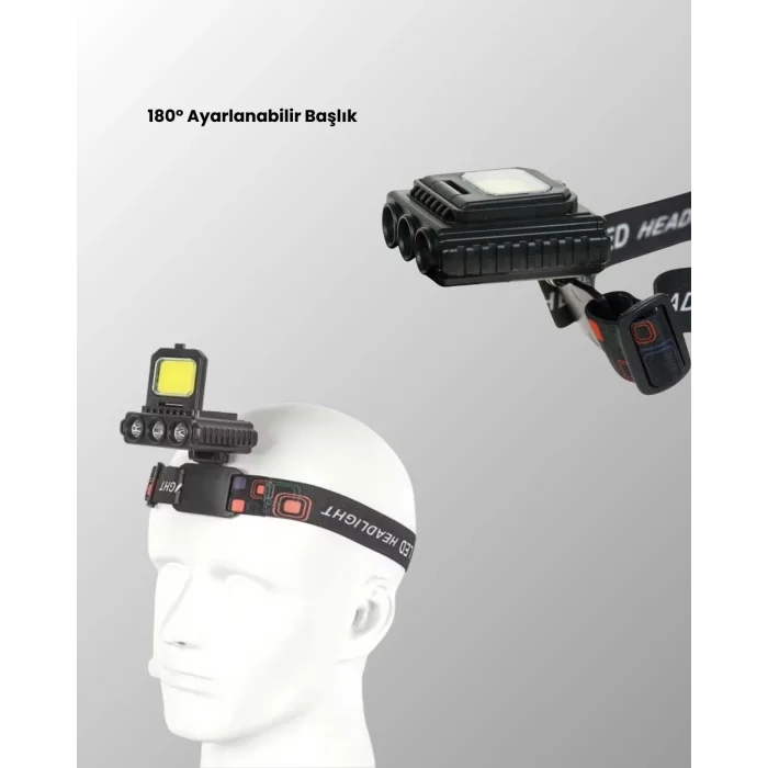 USB Şarjlı Kafa Feneri 800 Lumen Ayarlanabilir COB ve XPE LED