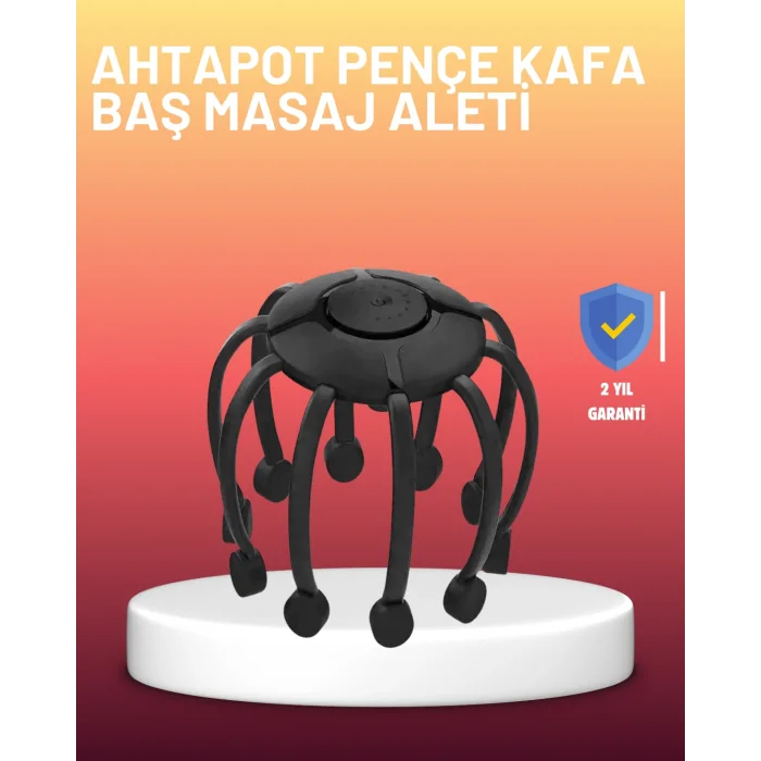 USB Şarjlı Kafa Masaj Aleti 3 Modlu 8 Başlıklı Stres Giderici