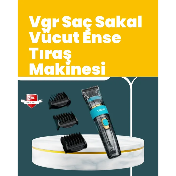 VGR V-695 Saç ve Sakal Kesme Makinesi LED Ekranlı 5 Uzunluk Ayarı