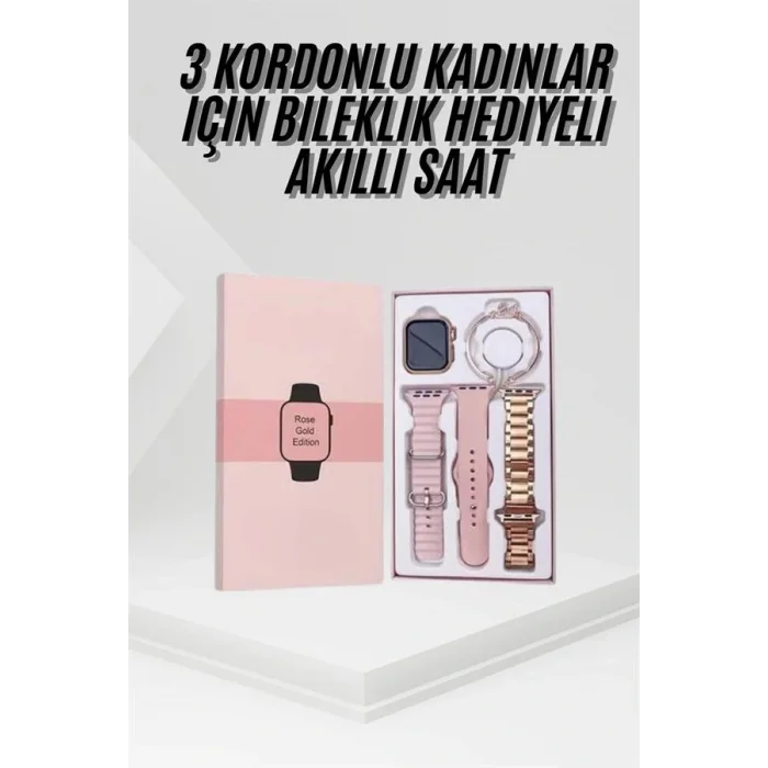Yeni Nesil Kadın Akıllı Saat Rose Gold Android ve İos Uyumlu
