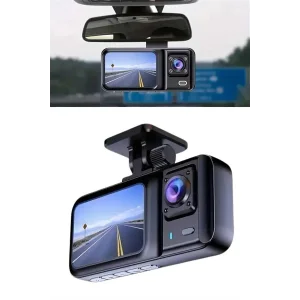 1080p Sürüş Kaydedici 2 İnç Araç Araba Ön İç Arka DVR IPS Ekran