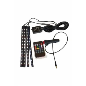 12 Ledli RGB Işıklı Araç Içi Ayak Altı Led Oto Ampul Kumandalı 7 Renk