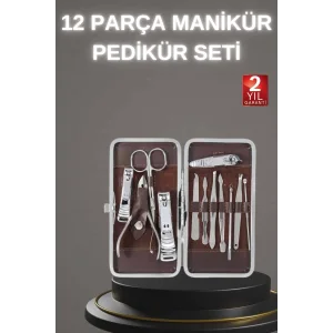 12 Parça Paslanmaz Çelik Kompakt ve Taşınabilir Manikür Makası Tırnak Makası