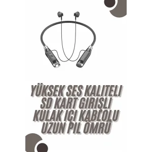 120 Saat Bluetooth Kulaklık Kablolu Boyun Askılı SD Kart Girişli ANC Özellikli