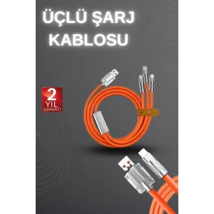 120W Hızlı Şarj Kablosu Turuncu Yüksek Güç Kapasitesi Çoklu Şarj Girişi