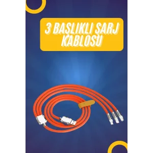 120W Silikon Metal Uçlu LED Işıklı 3 In1 Şarj Kablosu 1.2m