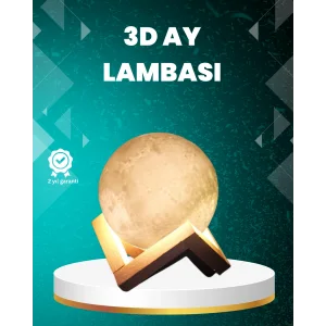 16 Renkli 3D Ay Gece Lambası RGB Modlu Şarjlı Uzaktan Kumandalı