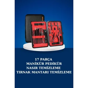 17 Parça Manikür Seti Taşınabilir Özel Çantalı El ve Ayak Bakımı Tırnak Batığı Temizleme