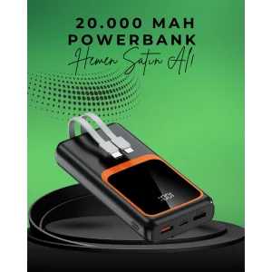 20000 mAh Taşınabilir Powerbank | Çok Kablolu, Hızlı Şarj Destekli (22.5W)