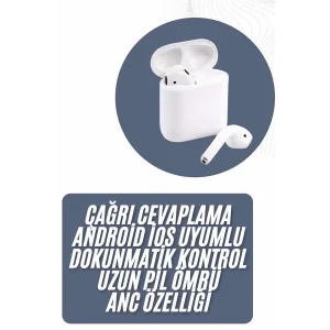 2025 Model Çağrı Cevaplayabilen Bluetooth Kulaklık Beyaz Dokunmatik Kontrol