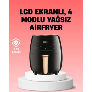 2400W Güçlü Airfryer 6L Yağsız Sağlıklı Pişirici LCD Dokunmatik