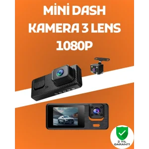 3 Kanallı Araç DVR – Ön + İç + Arka Kamera ile Tam Kapsama, Yüksek Güvenlik
