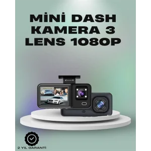 3 Kanallı Araç Kamerası – Full HD 1080P Kayıt, 2” Ekran, Park Gözetimi Desteği