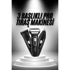 3lü Set Saç Sakal Kesme Traş Makinesi Burun Kılı Alma Tıraş Makinesi