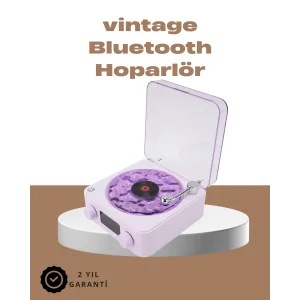 360° Sesli Kablosuz Hoparlör – Retro Tasarım ve Projektör Işığı