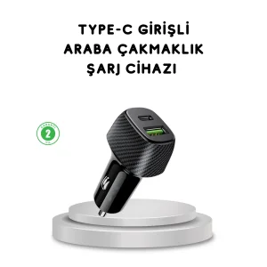 38W Araç Şarj Cihazı Type-C PD USB Hızlı Şarj Çift Port