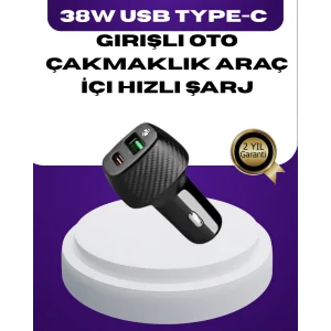 38W Çift Çıkışlı Araç Şarj Cihazı – Type-C ve USB PD Destekli
