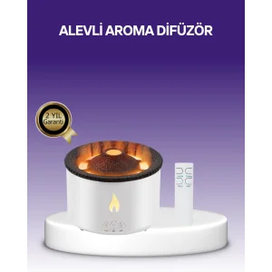 3D Alev Efektli Hava Nemlendirici – Uzaktan Kumandalı ve 8 Saat Çalışma Süreli