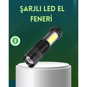 4 Modlu USB Şarjlı LED El Feneri Kamp ve Outdoor
