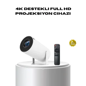 4K Destekli Full HD Projeksiyon Cihazı – 130 inç Geniş Ekran, WiFi ve HDMI Bağlantılı
