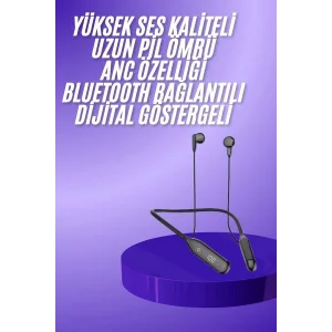 60 Saat Kablolu Boyun Askılı Dijital Göstergeli Bluetooth Kulaklığı