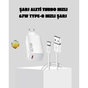 67W Süper Hızlı Şarj Adaptörü ve Kablo Seti – Güvenli, Kompakt ve Ergonomik Tasarım