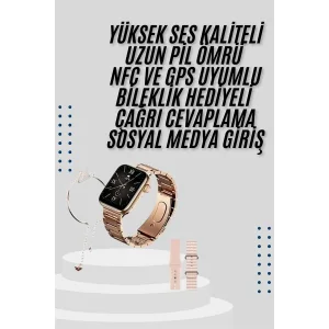 Akıllı Saat 3 Kordonlu Ve Aksesuarlı Bayanlar Için Şık Rose renk