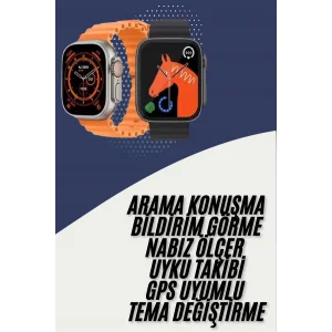 Akıllı Saat Kordon Hediyeli Güçlü Batarya Kapasiteli Titreşimli Bildirim Görme Unisex