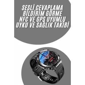 Akıllı Saat Titanyum Kasa Yuvarlak Ekran Alarm Uyku ve Sağlık Takibi Titreşimli