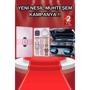 Aksesuar Hediyeli Akıllı Saat ve Dijital Göstergeli Powerbankli Bluetooth Kulaklık