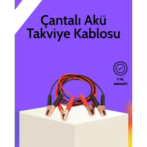 Akü Takviye Kablosu 1200A İzoleli Büyük Maşalı 2m Dayanıklı