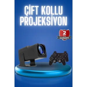 Android Projeksiyon Siyah Taşınabilir Sinema Projektörü 4k 1080p Ev Sineması Bluetooth