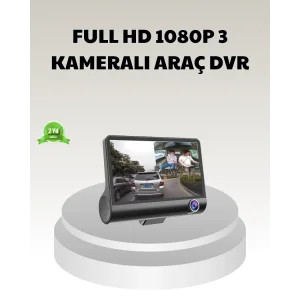 Araç DVR Kamerası 3’lü 170° Geniş Açılı Full HD ve Park Destekli