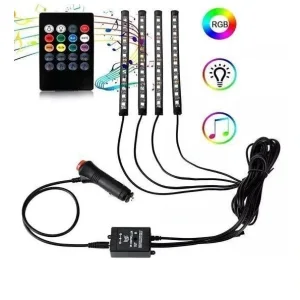 Araç İçi Ayak Altı Sese Duyarlı Şerit Led 4lü Set