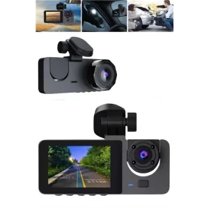 Araç İçi Dikiz Kamerası Sürüş Kaydedici 3 Lensli DVR Kamera