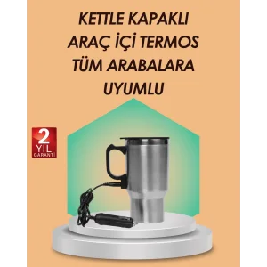 Araç İçi Isıtıcı Termos Bardak Paslanmaz Çelik